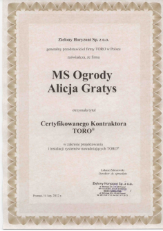 certyfikat MS OGRODY